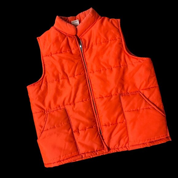 Cap'n Jac Other - Vintage Puffer Vest Large Hunter Orange Nylon 1970s Quilted Pockets Retro